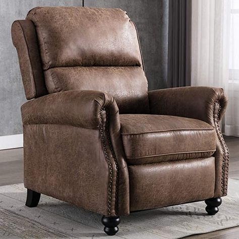 Sofa Accent Chair, Manual Recliner Chair, Chair For Living Room, Rustic Chair, Leather Recliner Chair, Living Room Accents, Leather Recliner, Single Sofa, Chaise Lounge Chair