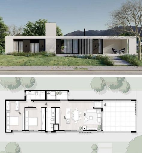 The Floor Plan For This Modern House Is Very Simple And Has Lots Of image and visual related images Modern House Floor Plans, Architectural Floor Plans, House Plan Gallery, Modern Style House Plans, House Construction Plan, Architecture Model House, Model House Plan, Minimal House Design, House Blueprints