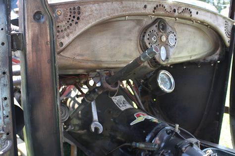 Rat Rod Interiors Ratrod Interiors, Rat Rod Interior, Quick Release Steering Wheel, Rodimus Prime, Old Hot Rods, Classic Muscle Cars, Rat Bike, Rat Rods, The Golden Age