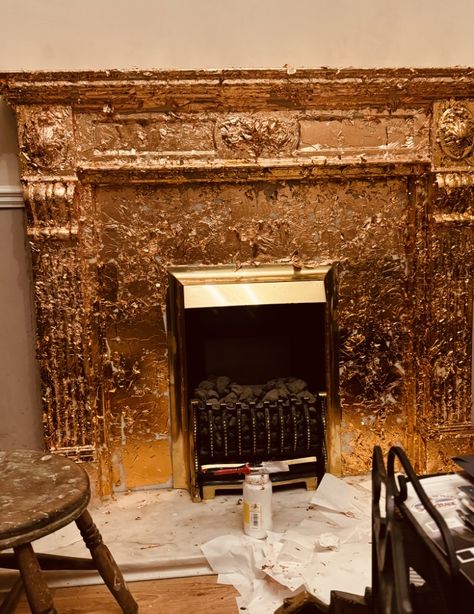 decorating I copper leafed the fireplace #fireplace#copperleaf #goldleafpainting##decorating #diy#diyideas #diyonthehouse#decoratingideas #copper #copperplate#painting Gold Leaf Fireplace, Gold Fireplace, Libra Quotes, Decorating Diy, Gold Leaf Painting, The Fireplace, Copper Plated, Silver Leaf, Gold Leaf