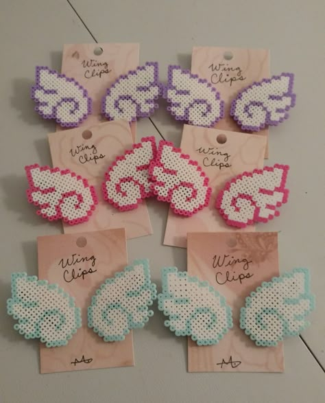 Wings Perler Beads, Angel Wings Perler Beads, Perler Bead Wings, Fairy Wings Perler Beads, Peeler Beads Patterns Easy, Moth Perler Beads, Hamma Beads Ideas, Pixel Beads, Pearl Beads Pattern