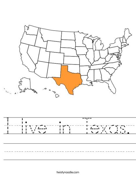 I live in Texas Worksheet - Twisty Noodle Mexico For Kids, State Project, Kansas Day, Texas Crafts, Carolina Do Norte, Colorado Map, Twisty Noodle, States And Capitals, History Education