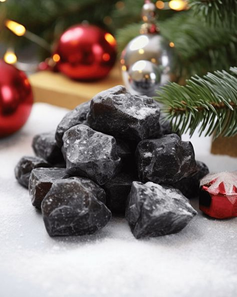 Santa's Coal Candy - It Is a Keeper Edible Coal Recipes, Coal Candy Recipe, Coal Candy, Italian Lemon Ricotta Cookies, Coal Recipe, Lemon Ricotta Cookies, Christmas Coal, Ricotta Cookies, Cupcake Decorating Tips