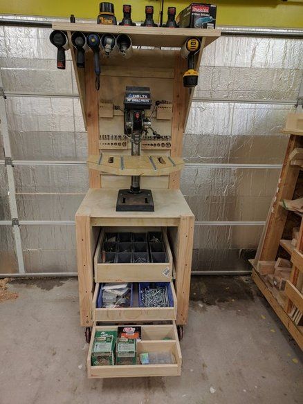 The Little Drill Press That Could Woodworking For Beginners, Easy Diy Ideas, Drill Press Table, Workshop Layout, Decorative Wallpaper, Workbench Plans Diy, Woodworking Shop Plans, Woodworking Shop Layout, Woodworking Bench Plans