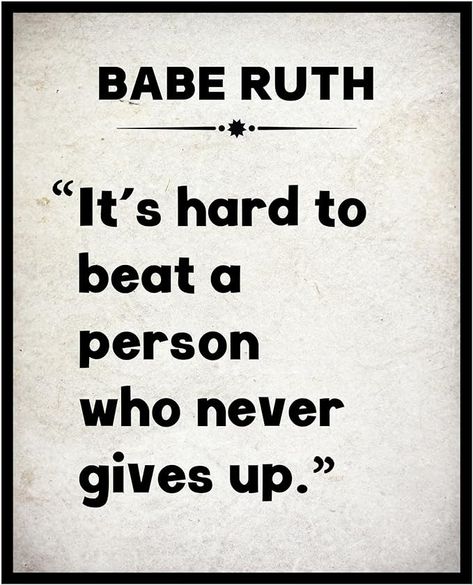 Babe Ruth Quotes, Babe Ruth, Minimal Decor, Unframed Wall Art, Decor For Bedroom, Quote Art, Art Posters, Motivational Quote, Posters Prints