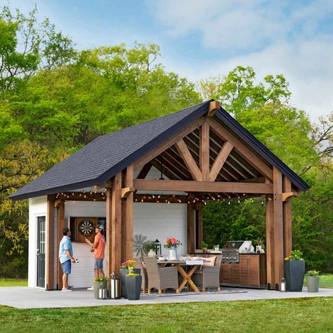 Pavilion Shed, Casa Garage, Build Your Own Shed, Firewood Shed, Backyard Pavilion, Backyard Sheds, Backyard Shed, Building A Shed, Family Handyman