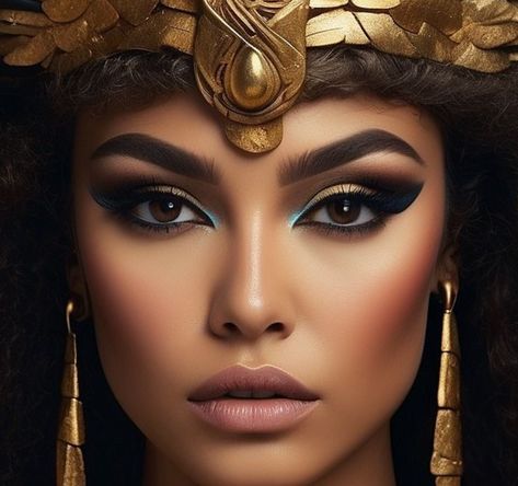 Egyptian Princess Makeup, Roman Empress Makeup, Egyptian Style Makeup, Ancient Egypt Makeup, Ancient Egyptian Makeup, Egypt Makeup, Egyptian Eye Makeup, Egypt Costume, Egyptian Makeup