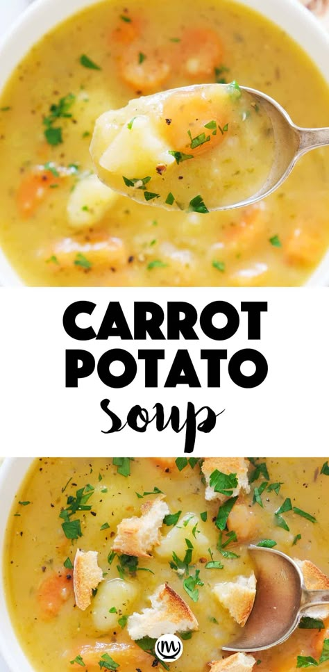 Carrot Potato Soup, Cheap Healthy Meals, Carrots And Potatoes, Carrot Recipes, Easy Soups, Easy Soup Recipes, Gazpacho, Homemade Soup, Healthy Soup Recipes