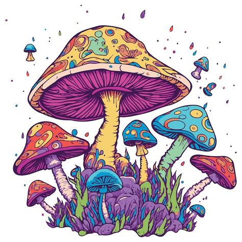 Mushroom Vector, Mushroom Clipart, Mushroom Drawing, Wall Drawing, Mushroom Decor, Mushroom Art, Trending Svg, Trippy Art, Gorillaz