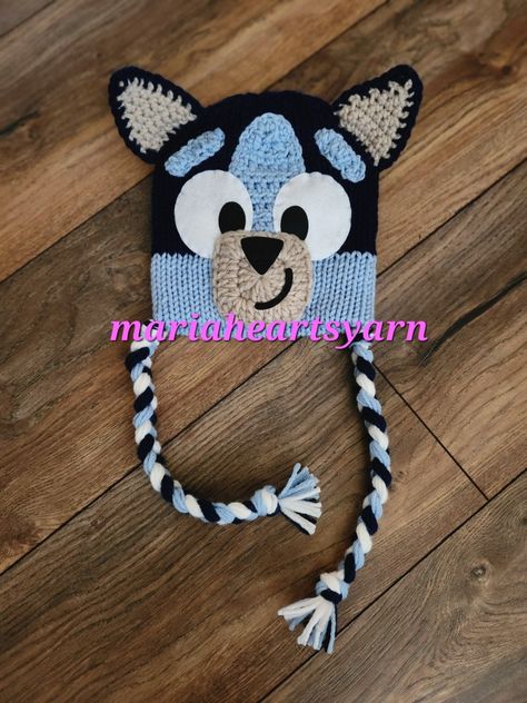 Knitted bluey hat inspired by the Disney show bluey Crochet Bluey Hat Free Pattern, Beanie Knitting Patterns Free, Tacoma Washington, Crochet Embroidery, Hat Knitting, Bird Food, Hat Knitting Patterns, Personalized Embroidered, Crochet Beanie