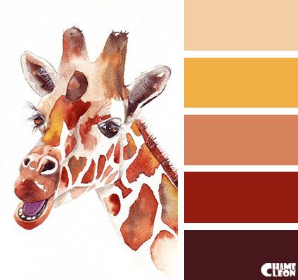 Color Palette Giraffe Watercolor, Giraffe Colors, Giraffe Pictures, The Giraffe, Design Seeds, Color Pallets, Colour Palette, Color Combos, Watercolor Painting