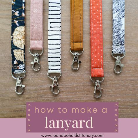 Sew A Lanyard, How To Make Lanyards, Make A Lanyard, Diy Lanyard, Gift Ideas For Everyone, Handmade Gift Ideas, Fabric Lanyard, Quilted Gifts, Fabric Ideas