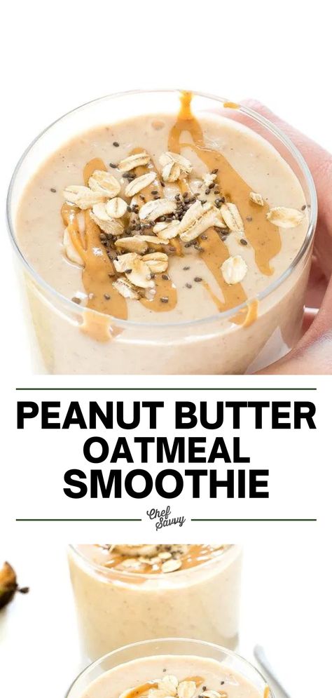 Peanut Butter Old Fashioned, Peanut Butter Shake Recipe, Peanut Butter Oatmeal Smoothie, Midday Snacks, Healthy Peanut Butter Oatmeal, Oatmeal Smoothies Healthy, Ninja Smoothie Recipes, Oatmeal Shake, Peanutbutter Smoothie Recipes