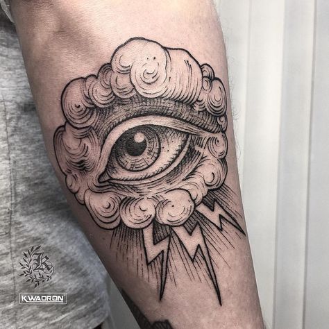 Eye and clouds with lightening tattoo by Kristina Darmaeva (@she_is) on Instagram: “👁👁👁 #kwadron #kwadronneedles #kwadronproteam #tattoomarket @kwadron @tattoomarket #tattoo #tatt…” Cloud Tattoo Design, Sketch Tattoos, Tattoo Modern, Catrina Tattoo, Eyes Tattoo, Cloud Tattoo, Sketch Tattoo Design, Tattoo Girls, Seeing Eye