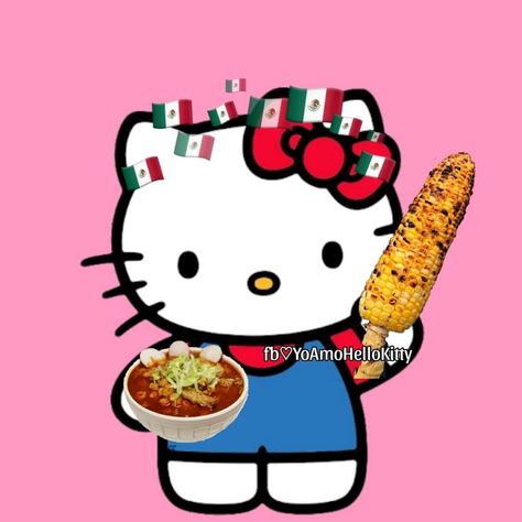 Mexico Hello Kitty, Mexican Food Wallpaper, Hello Kitty Mexican, Mexican Hello Kitty, Mexican Pfp, Hello Kitty Boy, Hello Kitty Funny, Mexican Stuff, Cute Anniversary Gifts