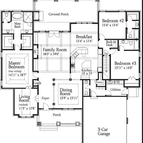 Pantry, utility room, a half bath, and extra storage all have access to the kitchen, the garage, and an outside door. The living room could be used as a teaching and practice studio and still have access to the Master BR. I like the open format living space, too. Great house! Italian Manor, Covered Porch With Fireplace, Pantry Utility, Porch With Fireplace, Vaulted Living Room, Basement Living, Basement Laundry Room, Basement Laundry, Kitchen Floor Plans