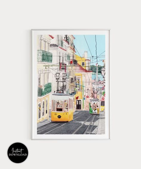 Lisbon Print Lisbon Wall Art Portugal Art Print Lisbon - Etsy Peru Lisbon Art, Portugal Art, Online Printing Services, Watercolor Art Prints, Travel Gifts, Travel Art, Lisbon, Online Printing, Painting Prints