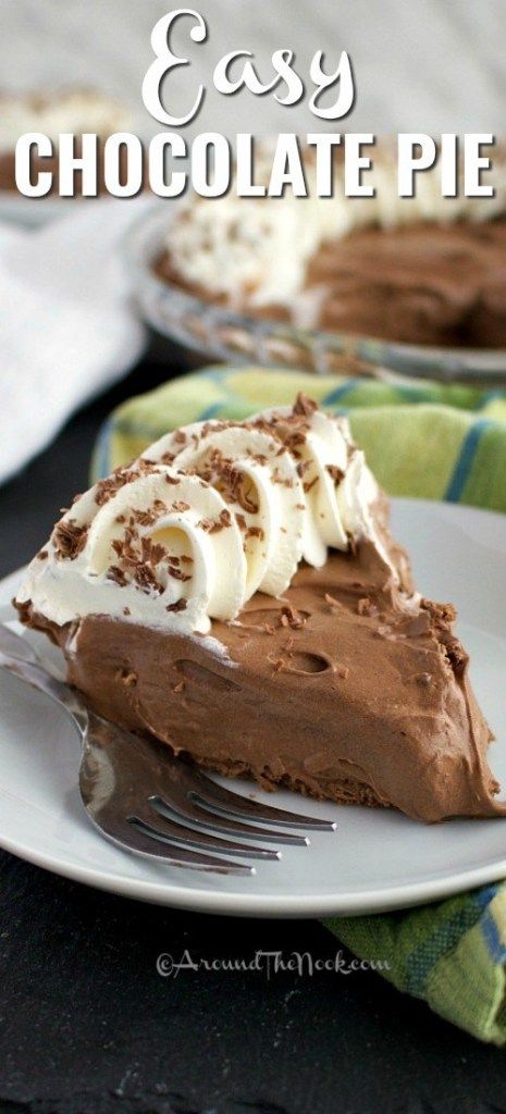 This Easy Chocolate Pie uses a pre made pie crust, pudding mix and cool whip, then we jack up the flavor adding a bit of sour cream and melted chocolate. It is definitely a tasty treat you will love to make and your family will love to eat! #aroundthenook #chocolatepie #easydessert #dessert #pie #easypie #chocolatetreat #kidfriendly Chocolate French Silk Pie, Chocolate Silk Pie Recipe, French Silk Pie Recipe, Easy Chocolate Pie Recipe, Pie Contest, Silk Pie Recipe, Easy Chocolate Pie, Chocolate Silk Pie, French Silk Pie