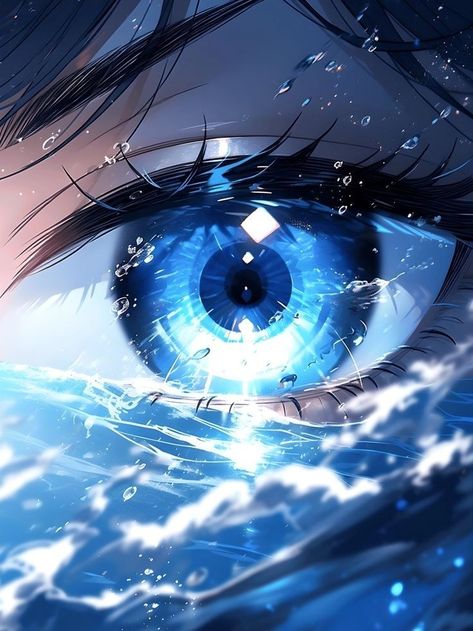 Blue Anime Eyes Aesthetic, Anime Eyes Close Up, Anime Eyes Photo, Blue Eye Anime, Blue Anime Eyes, Pretty Anime Eyes, Blue Eye Art, Anime Blue Eyes, Blue Eyes Art