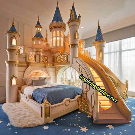 These Giant Disney Castle Shaped Beds Will Turn Your Bedroom into a Fairy Tale Kingdom – Inspiring Designs Castle Bedroom Kids, Castle Bed, Stile Harry Potter, Castle Bedroom, Kids Room Interior Design, Disney Rooms, Bed Design Modern, Bantal Sofa, Kids Interior Room