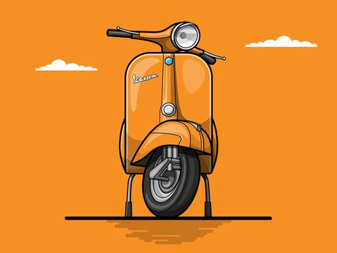 Dream Bike - 1971 Vespa 150 Vespa Art Design, Motorcycle Branding, Vespa Vector, Lisa Fit, Vespa Illustration, Bike Wallpaper, Vespa 150, Minimal Shirt Design, Astronaut Illustration