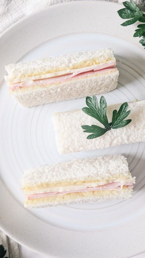 Ham and Cheese Tea Sandwiches - The Cup of Life Goat Cheese Tea Sandwiches, Pink Tea Sandwiches, Ham And Cheese Tea Party Sandwiches, Ham Tea Sandwiches Recipes, Ham And Cheese Tea Sandwiches, Ham Tea Sandwiches, Turkey Tea Sandwiches, Tea Time Sandwiches, Easy Tea Sandwiches