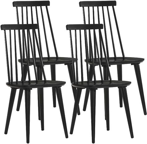 Amazon.com - Duhome Dining Chairs Set of 4 Wood Dining Room Chair Black Spindle Side Kitchen Room Country Farmhouse Chairs Black - Chairs Wood Dining Room Chairs, Room Country, Spindle Chair, Windsor Dining Chairs, Curved Chair, Dining Chairs Set Of 4, Farmhouse Chairs, Solid Wood Chairs, Wood Dining Room