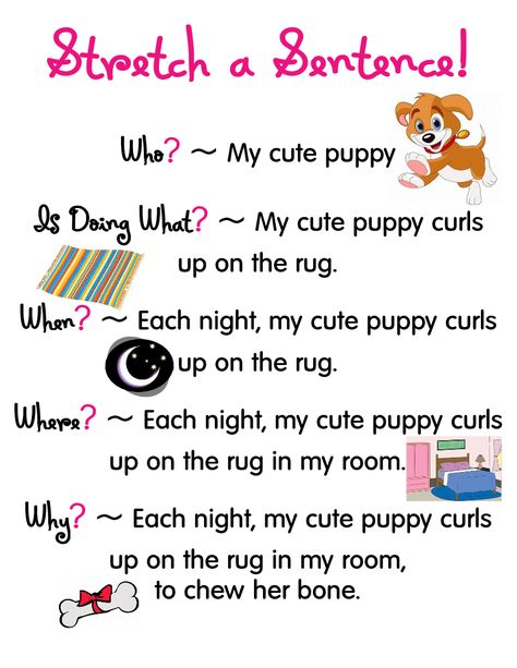 Stretch a Sentence ~ Anchor Chart * Jungle Academy Stretch A Sentence Anchor Chart, Stretch A Sentence, Sentence Anchor Chart, Homeschool Preschool Schedule, Read English, English Education, Preschool Schedule, Virtual Teaching, Phonics Rules