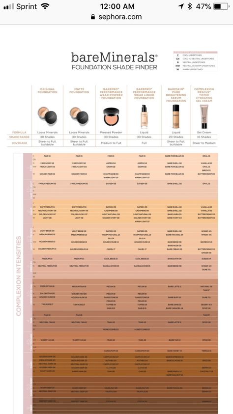 Bare Minerals color match Bare Minerals Concealer, Type Of Makeup, Bare Minerals Foundation, Bare Minerals Makeup, Makeup Routines, Fall Makeup Trend, Melanin Skin, Gloss Eyeshadow, Shade Finder