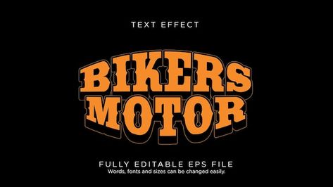 Bikers motorcycle logo text effect font ... | Premium Vector #Freepik #vector #template #comic #typography #font Biker Font, Comic Typography, Biker Logo, Glitch Text, Motorcycle Logo, Graphic Design Tutorials Learning, 3d Text Effect, Contour Drawing, Gold Text