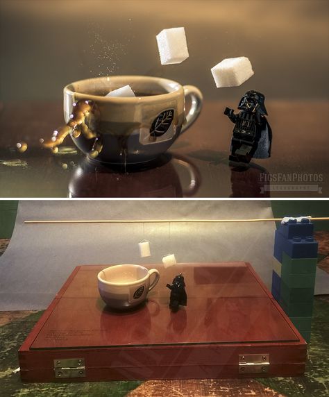 Cup Of Coffee Please! Lord Vader's New Job After The Shooting Of Star Wars Toy Photography Creative, Photoshop Portfolio, Toy Story Tattoo, Toy Organization Diy, Tatsuya Tanaka, Practical Effects, Photography Assignments, Lego Inspiration, Trendy Toys