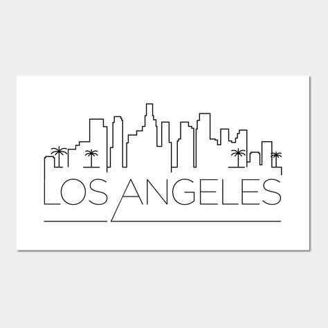 Los Angeles Tattoo Ideas, Los Angeles Drawing, Land Mark, Skyline Tattoo, Skyline Drawing, Los Angeles Poster, Los Angeles Tattoo, Los Angeles Skyline, Clothes Business