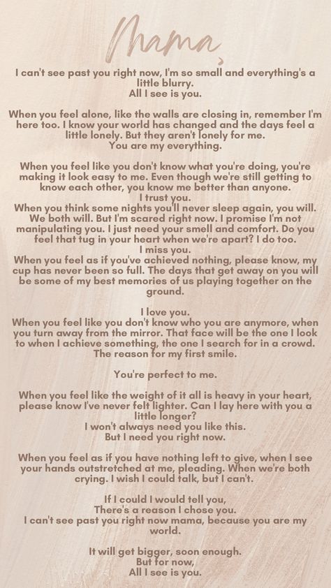 All I See Is You Poem, C Section Quotes Inspiration Mom, Motherhood Postpartum Quotes, Post Partum Recovery Quotes, Postpartum Body Changes Quotes, Postpartum Help Quotes, Quotes About Being A New Mom, Postpartum Friends Quotes, Postpartum Blues Quotes