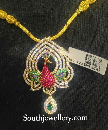 gold necklace with cz peacock pendant Jadtar Set, Premraj Shantilal Jain Jewellers, Duck Necklace, Tanishq Jewellery, Gold Haram Designs, Meenakari Jewellery, Saree Function, Latest Jewellery Designs, Haram Designs