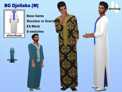 The Sims Resource - BG Djellaba (M) Sims 4 Muslim Cc, Arabic Clothing, The Sims 4 Packs, Moroccan Dress, Sims 1, Cc Sims, Sims 4 Clothing, Sims 4 Cc, Fleece Sweater