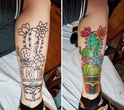 10+ Awesome Succulent Tattoo Ideas For People Who Are Crazy About Succulents Traditional Succulent Tattoo, Cactus Tattoo Sleeve, Succulent Tattoos, Succulent Tattoo Ideas, Cactus Tattoos, Nature Sleeve, Tattoo Fixes, Succulent Tattoo, Flowers And Animals