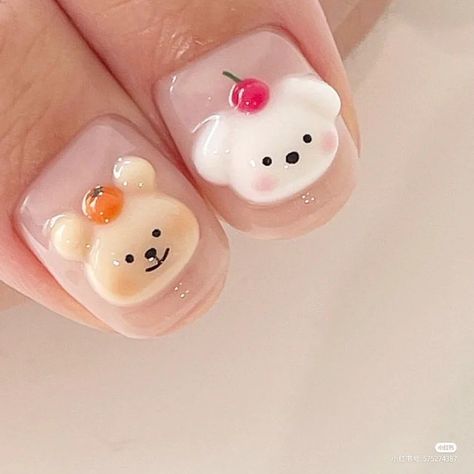 3d Bunny Nails, Designed Nails, Fashion Cottagecore, 3d Nail Designs, 3d Nail Art Designs, Harajuku Anime, Animal Nail Art, Nails Trend, Bunny Nails