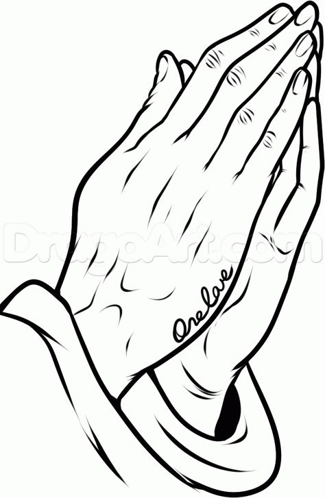 how to draw praying hands tattoo step 10 Prayer Hands Drawing, Praying Hands Clipart, Praying Hands Drawing, Prayer Hands Tattoo, Praying Hands Tattoo Design, Hand Outline, Jesus Art Drawing, Praying Hands Tattoo, Hands Tattoo