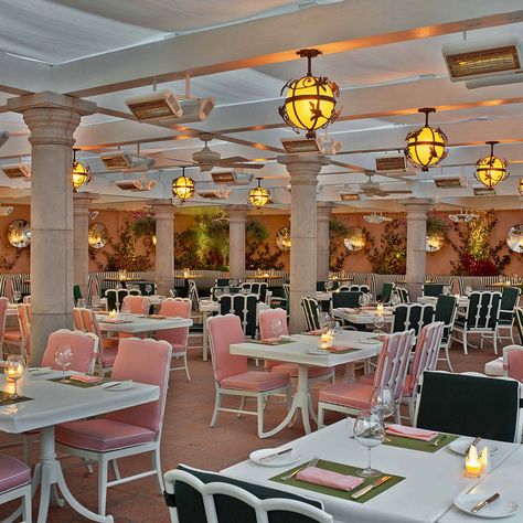 Restaurants & Bars - The Beverly Hills Hotel | Dorchester Collection The Beverly Hills Hotel, Inspirational Decor, Beverly Hills Hotel, Infrared Heater, Outdoor Heaters, Short Waves, Hotel Decor, California Dreaming, Patio Heater