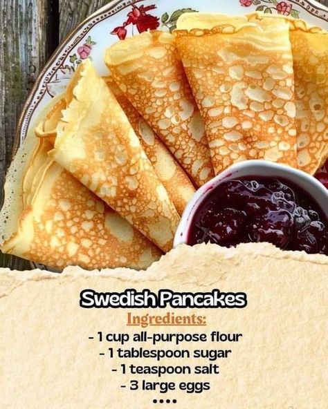 Recipes Crepes, Swedish Pancakes, Crepes Filling, Crepes Recipe, Baked Breakfast Recipes, Jamie Oliver Recipes, Types Of Flour, Breakfast Choices, Pancakes Ingredients