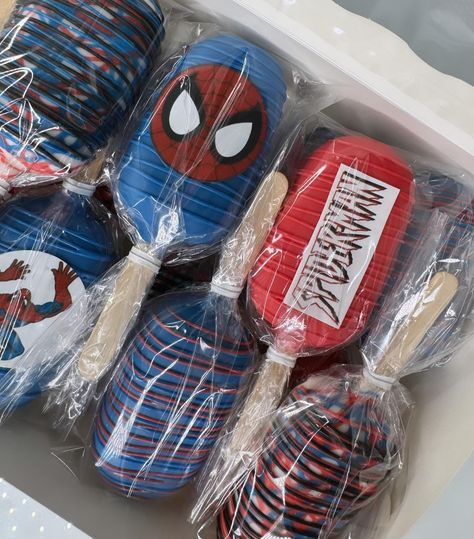 Spidey 🕷️ love the color of these! DM me to place your custom cakesicle order 🫶🏼 #spiderman #cakesicles #treats #desserttable #chocolatedipped #birthday #birthdaytreats #booknow #hanford #hanfordca #visalia Spiderman Cakesicles, Spiderman Treats Ideas, Spiderman Treats, Spiderman Cake Pops, Spidey Birthday, Candy Business, Batman Room, Spiderman Birthday Party, Birthday Party Design