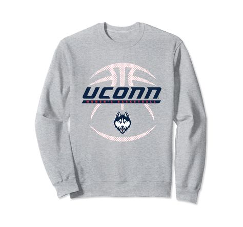 PRICES MAY VARY. Officially Licensed University of Connecticut apparel. Show your support for the Huskies with this UConn logo apparel! The soft material and digitally printed logo make this a great addition to any Connecticut Huskies apparel collection! Go Huskies! Wear this fan favorite Connecticut Huskies apparel to the big game or just hanging out around the house. The unique logo done in vibrant colors will let everyone know your affiliation with UCONN! 8.5 oz, Classic fit, Twill-taped neck Uconn Basketball, University Of Connecticut, Women's Basketball, Gray Sweatshirt, Iowa Hawkeyes, Clothing Logo, Womens Basketball, Unique Logo, Big Game