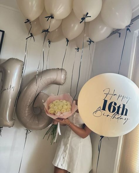 Birthday girl balloons paired with a bouquet of white roses 🎉🤍✨ • Next day delivery ✔️ • Covering whole of London ✔️ • Made ready from office & delivered straight to you ✔️ #nudeballoons #nudeballoon #giantballoons #personalisedballoons #sweet16 #16thbirthday #birthdaygirl #birthdayballoons #whiteroses #londonballoons #balloondelivery #forher #nudecake #birthdaycake #london #ceilingballoons #balloons #balloondecoration #corporateballoons #balloondelivery #londonballoons #flowerdelivery #lo... Sweet 16 Balloon Bouquet, 16 Birthday Balloons, 16th Birthday Balloons, Bouquet Of White Roses, Balloons Flowers, 16 Balloons, Personalized Balloons, Balloon Delivery, Giant Balloons