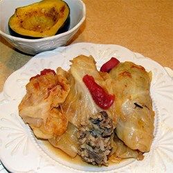 Lamb and Rice Stuffed Cabbage Rolls - Allrecipes.com Rice Stuffed Cabbage Rolls, Rice With Cabbage, Meat Casseroles, Recipe For Cabbage, Stuffed Cabbage Rolls Recipe, Lamb And Rice, Simple Supper, Column Ideas, Ground Beef And Rice