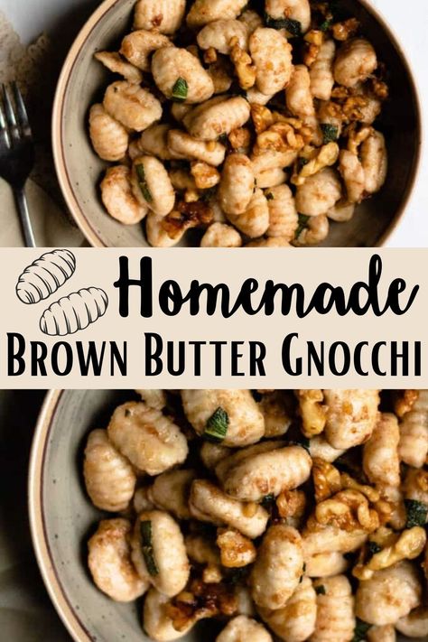 This brown butter gnocchi with sage and walnuts is the perfect 30 minute dinner! It comes together quickly, and the browned butter adds a depth and richness to the dish. Top it with some parmesan and mwah.... perfection. Butter Gnocchi Recipes, Brown Butter Gnocchi, Butter Gnocchi, North American Food, Gnocchi Dishes, How To Cook Gnocchi, Gnocchi Recipe, 30 Minute Dinners, Easy Pasta Dishes