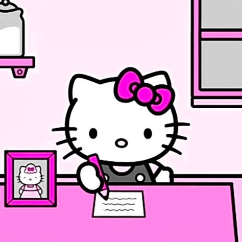 Kawaii Playlist Covers, Hello Kitty Studying, Garfield Images, Hello Kitty Imagenes, Hello Kitty Printables, Walpaper Hello Kitty, Charmmy Kitty, Iphone Wallpaper Landscape, Hello Kitty Characters