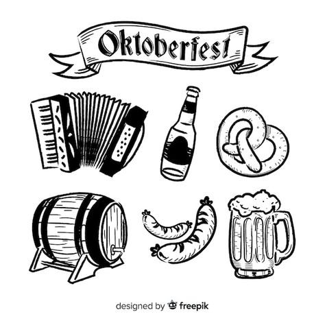 Oktoberfest Tattoo, Raiden Tattoo, Holiday Tattoo, Chalkboard Doodles, Pes Files, Tattoo Reference, Beer Barrel, Food Branding, Beer Fest