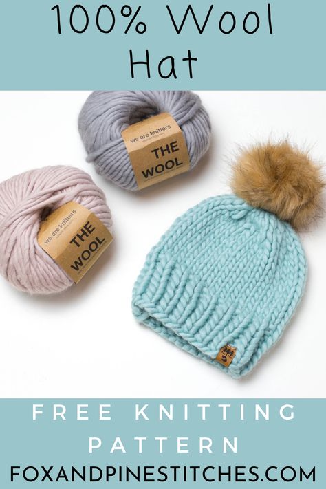 Luxury 100% Wool Hat – We Are Knitters The Wool Free Knitting Pattern Wool Hat Pattern, Halloween Knitting Patterns, Hat Free Knitting Pattern, Designer Knitting Patterns, Hat Knitting Pattern, Chunky Knitting Patterns, Christmas Knitting Patterns, Mittens Pattern, Knit Hats