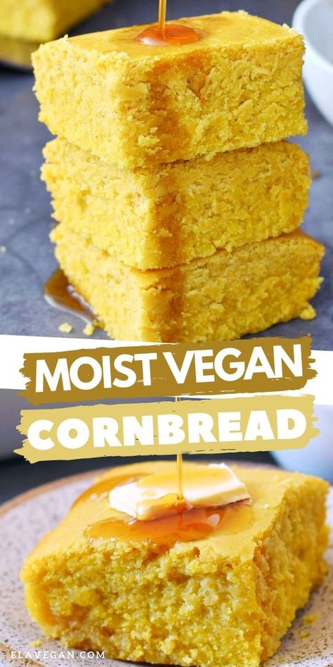 Dairy Free Cornbread Recipe, Gluten Free Vegan Cornbread, Vegan Cornbread, Gluten Free Cornbread, Honey Cornbread, Vegan Baking Recipes, Vegan Thanksgiving Recipes, Sweet Cornbread, Gluten Free Egg Free