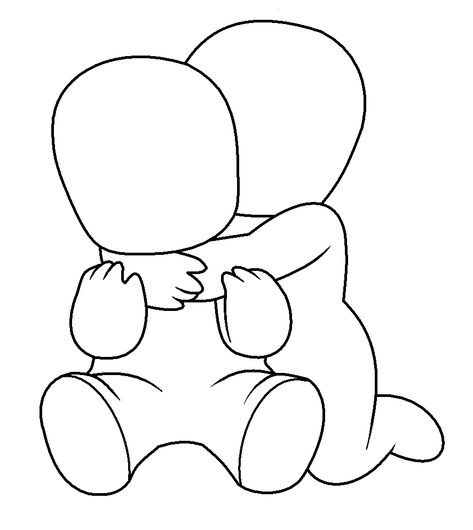 Holding A Teddy Bear Pose, Chibi Hugging Pose, Hug Template, Chibi Easy, Friends Chibi, Chibi Bases, Base Chibi, Drawing Friends, Base Sketch